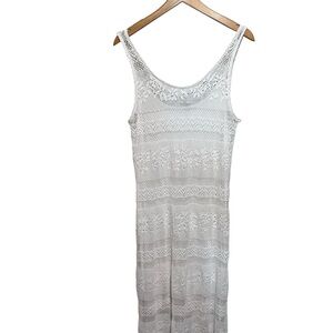 Bar III White Maxi Knit Sleeveless Boho Dress Size M